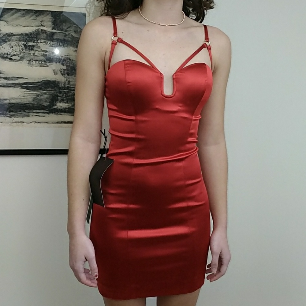 Bebe red 🔥hot harness dress!!  0003